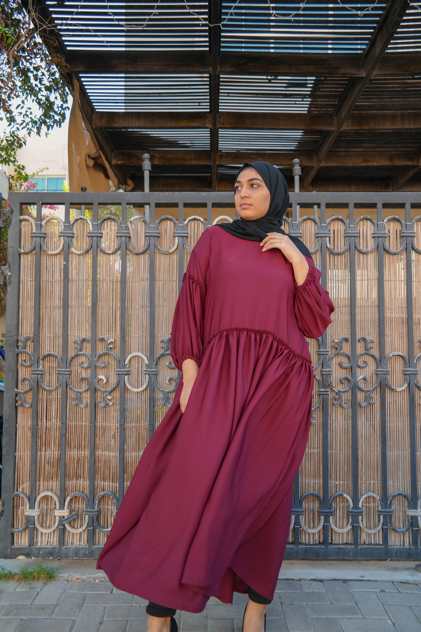 Nashiz Abaya - Maroon Dress