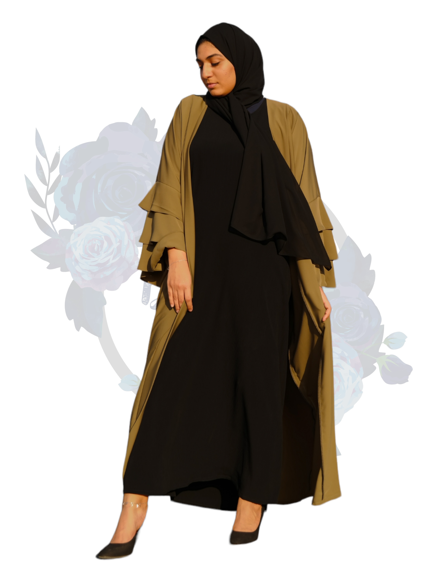 Nashiz Abaya Olive Kimono