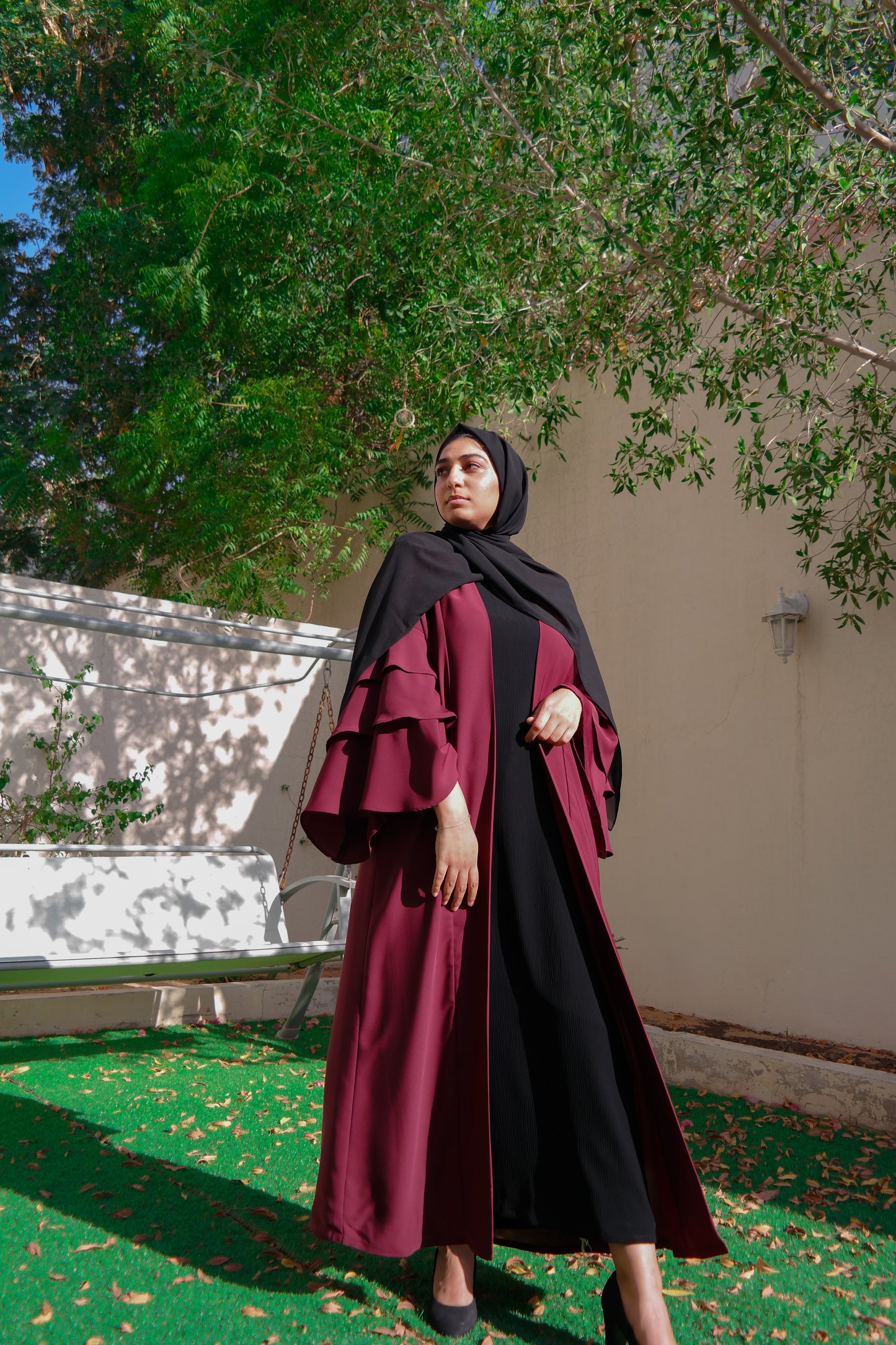 Nashiz Abaya - Maroon Kimono