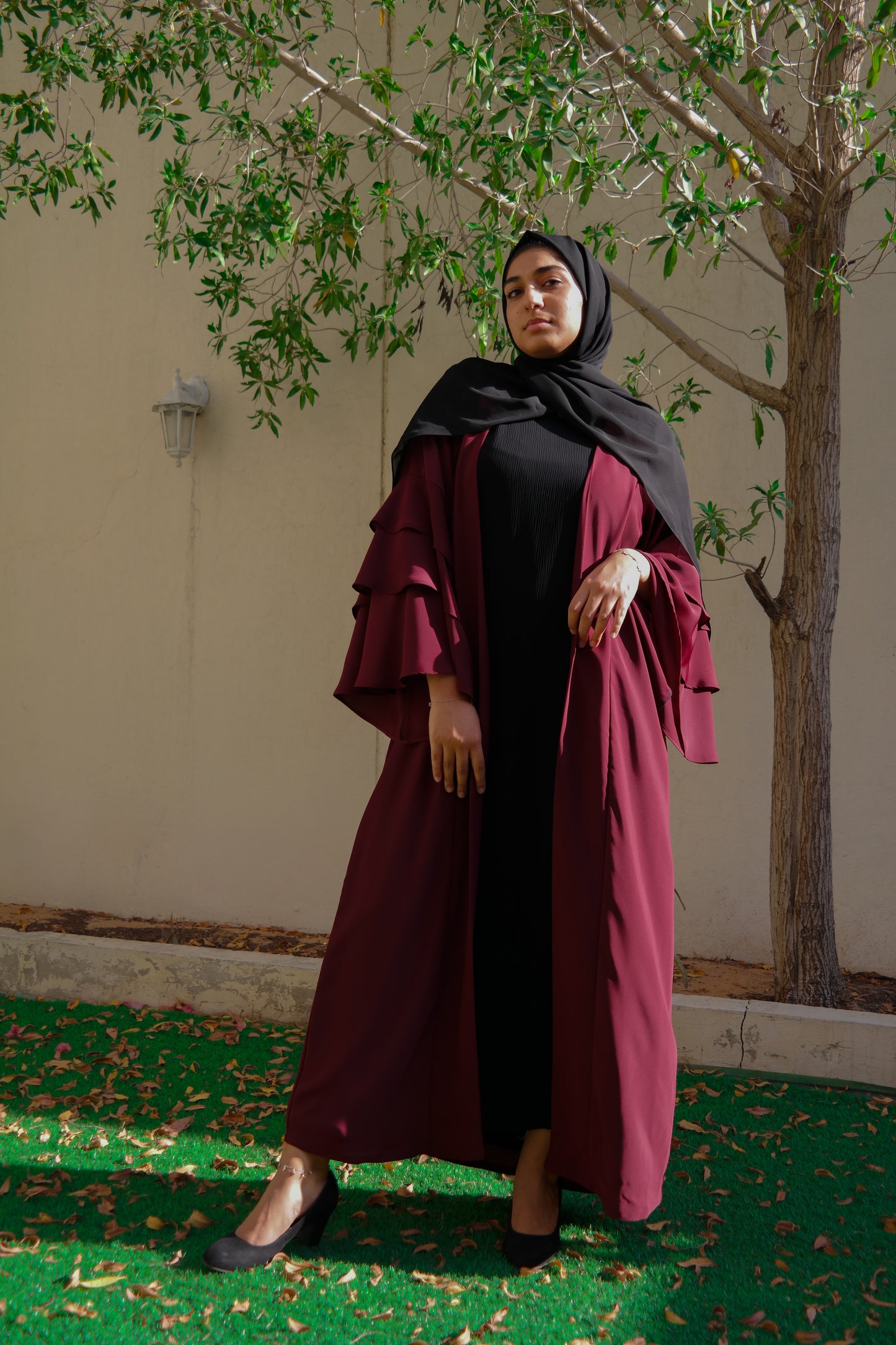 Nashiz Abaya - Maroon Kimono