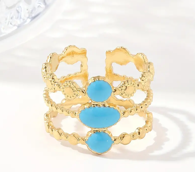 Turquoise Gold Ring - Egyptian Design