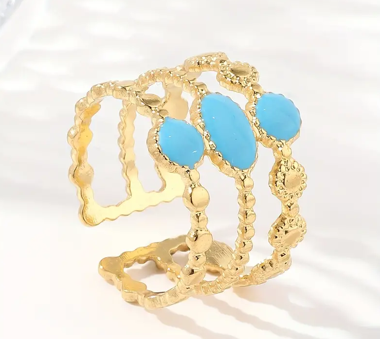 Turquoise Gold Ring - Egyptian Design