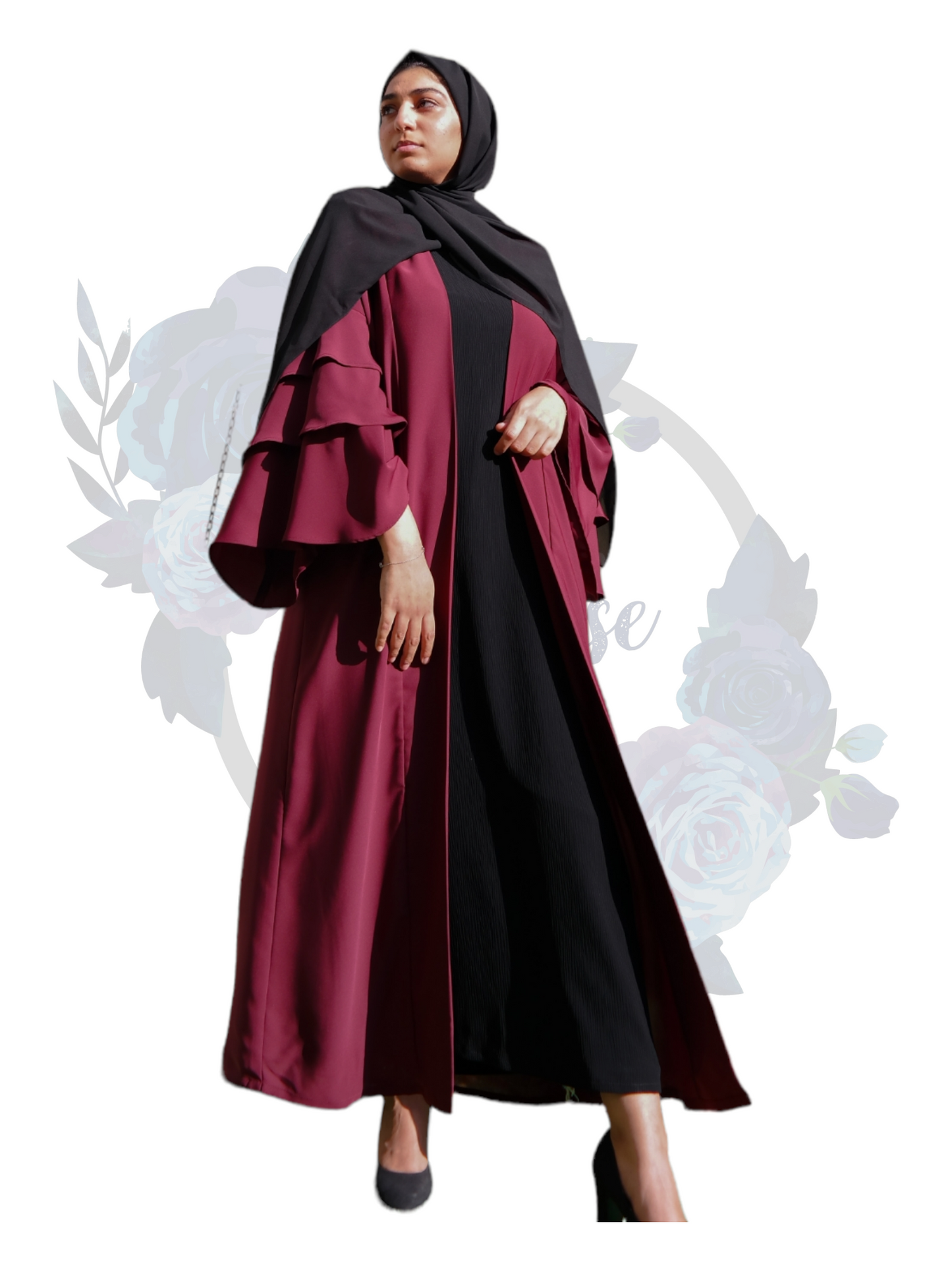 Nashiz Abaya - Maroon Kimono