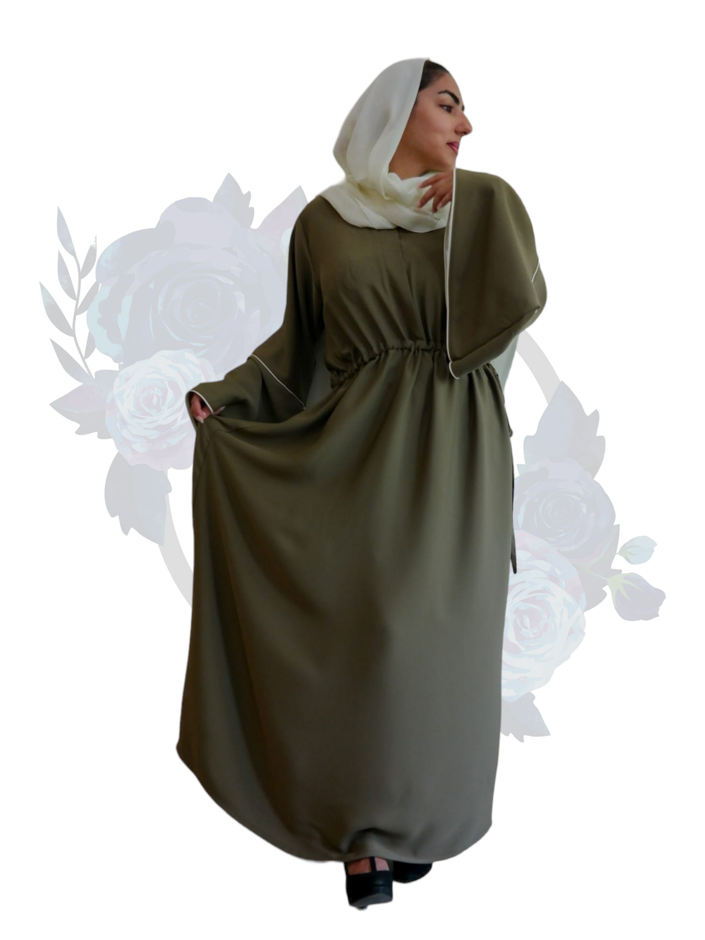 Nashiz Abaya - Olive Green