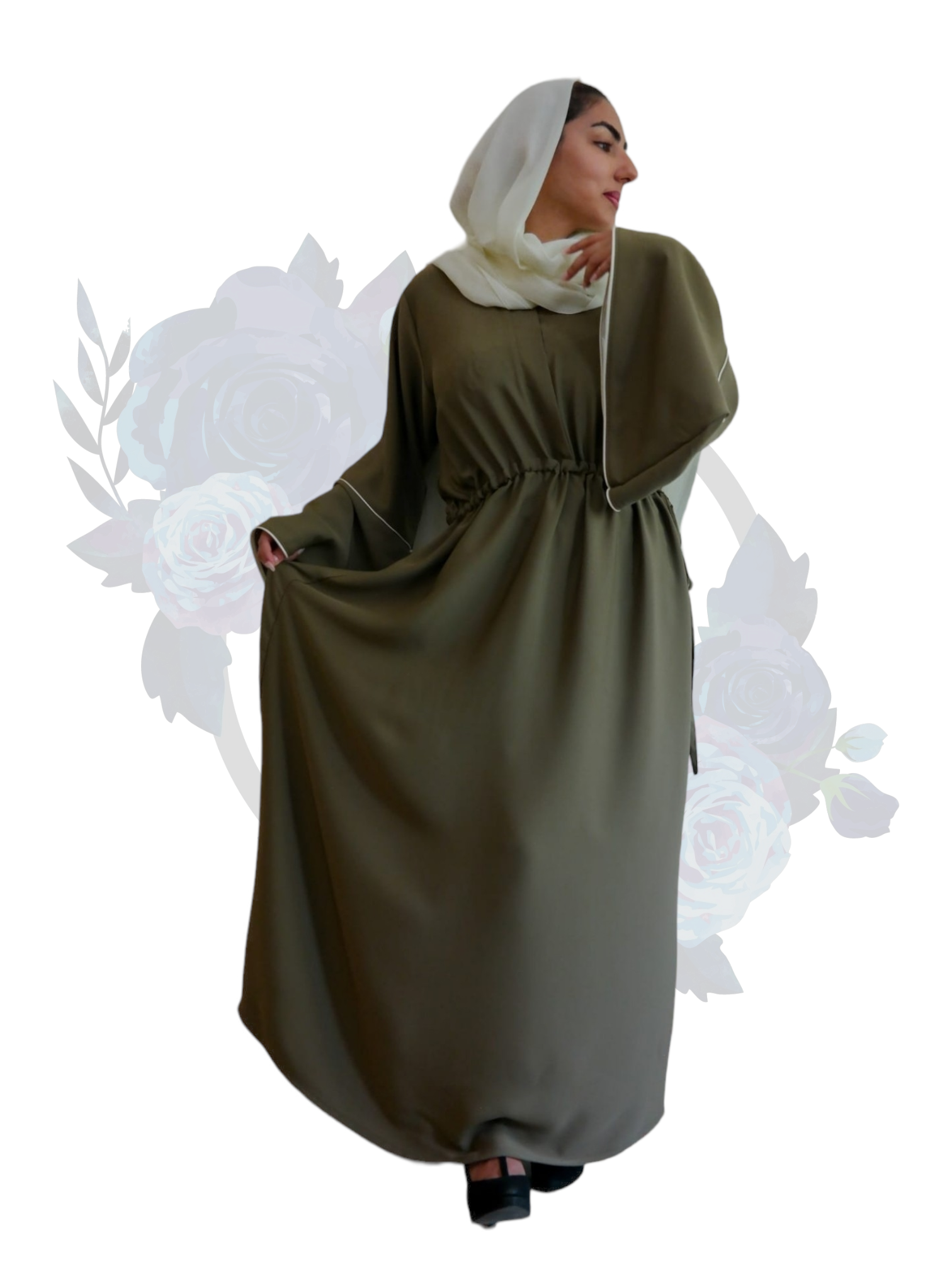 Nashiz Abaya Olive Green