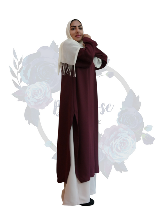 Nashiz Abaya - Maroon Cream [A19102]