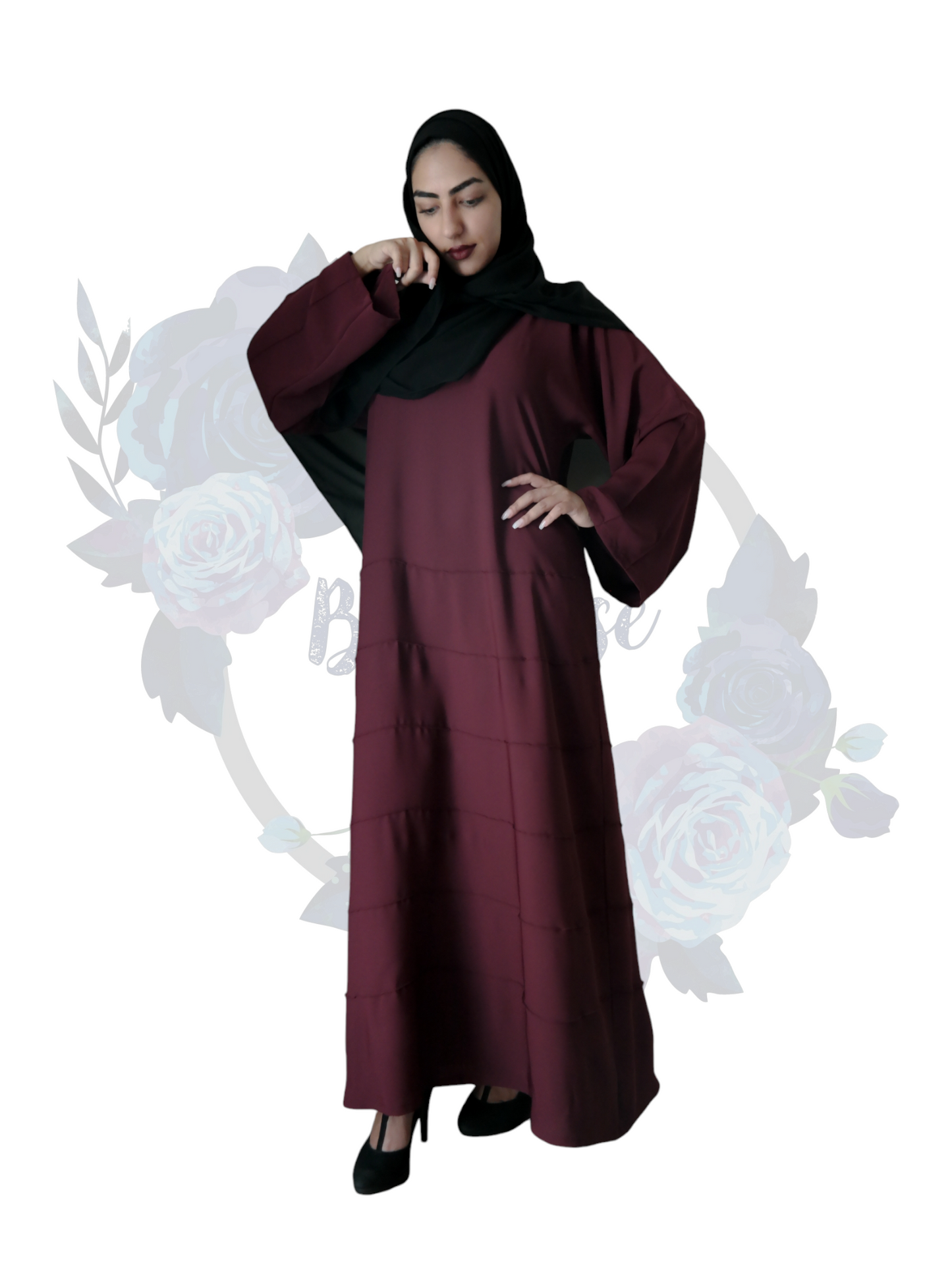 Nashiz Abaya - Brown, Maroon & Light Blue [A19094]